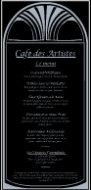 Cafe des Artistes Menu